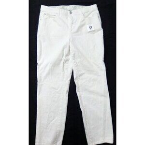 JM Collection Women's High Rise Slim Leg 5 Pocket Stretch White Bootcut Jeans 14